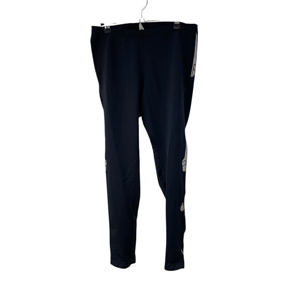 Novara Leggings Womens Large Black Thermal Insulated Logo Zip Ankle Biking Yoga